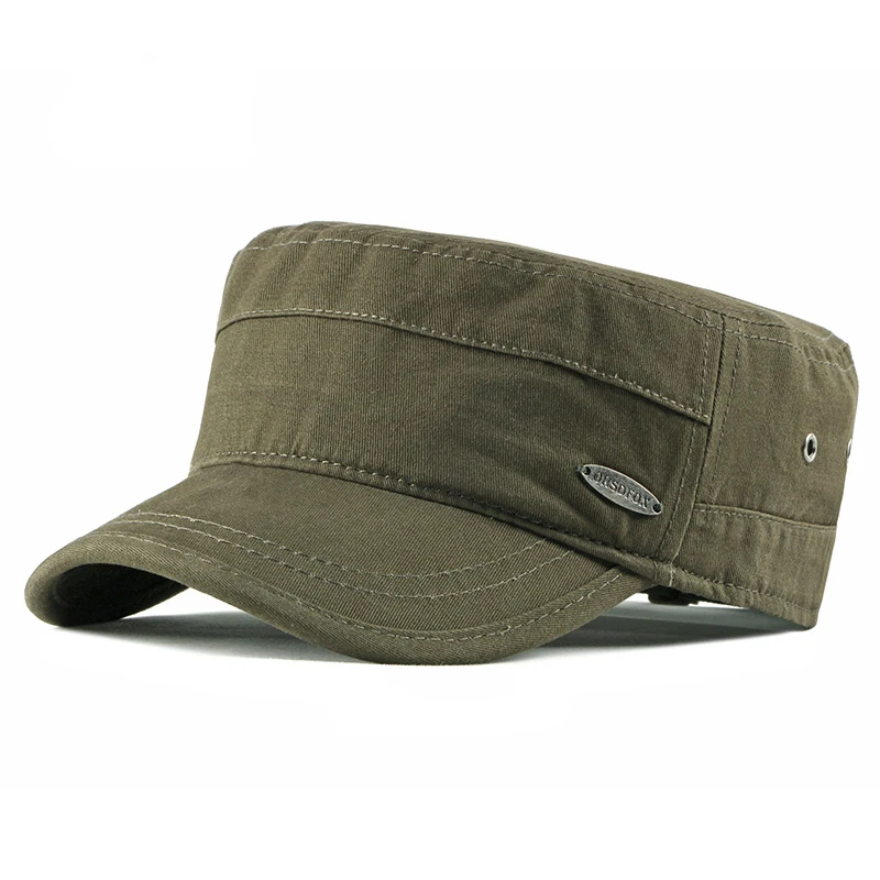 Wuaumx Vintage Spring Summer Flat Top Baseball Hats Outdoor Military Hat Men Women Washed Army Cap Solid Black Green Visor | Аксессуары