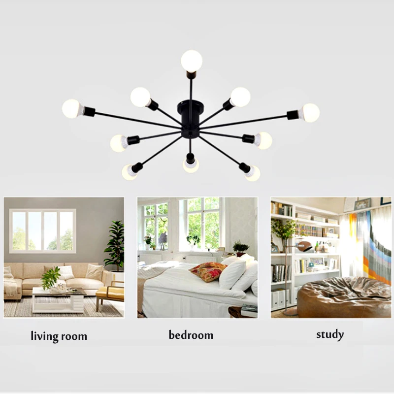  Smuxi Retro Industrial Iron 220V E27 LED Ceiling Lamp Edison Bulb Living Room Bedroom Pendant Light - 4000334219680