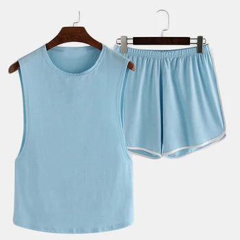 

Couple Pajamas Set Cotton Sleepwear Women's Pajama Set Comfortable Solid Nightwear Vest Top and Shorts Pijama Homewear Suit