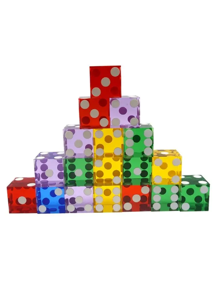 Acrylic Transparent Dice D6 19mm Casino Dice with Razor Edges 5pcs