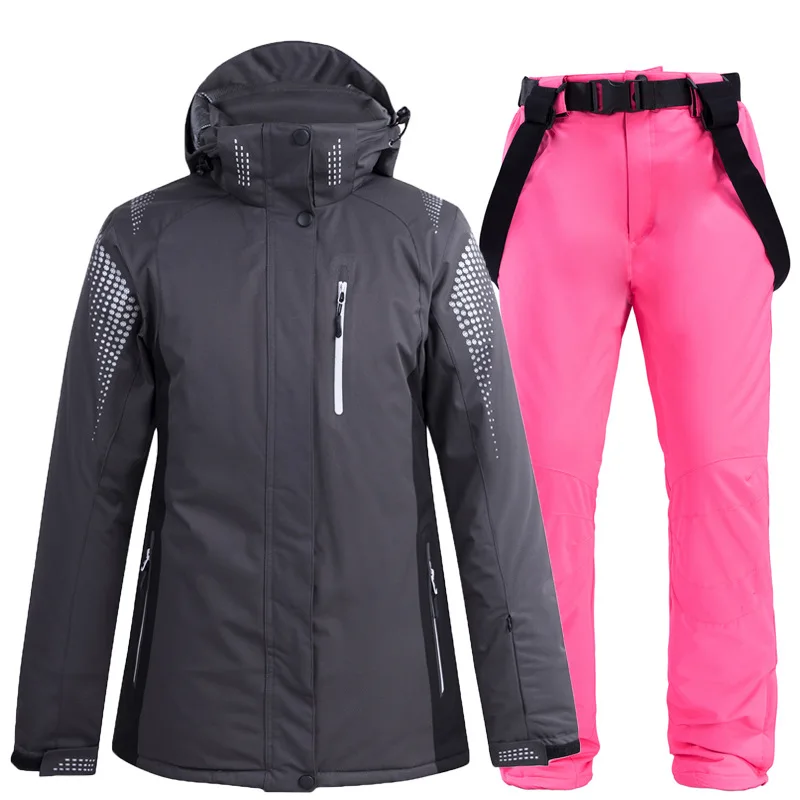 Мужской зимний лыжный костюм Женская лыжная куртка+ штаны зимний теплый водонепроницаемый ветрозащитный лыжный Сноубординг женский лыжный костюм s - Цвет: Color 15