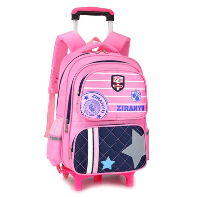 2 wheels Brand Cartoon trolley case Climb the stairs school bag kids students Detachable suitcase waterproof backpack Girl travel luggage - Цвет: 2 wheels