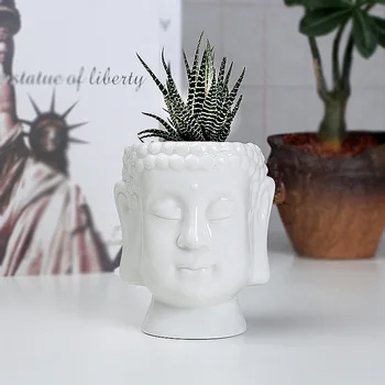 

Creative Ceramic Zen Garden Buddha Statue Flower Pots Home Decoration Green Plants Bonsai Pot Vase Desktop Succulent Planter Pot