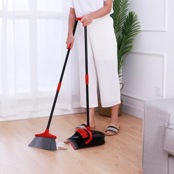 

Broom And Dustpan Set Upright Standing Dust Pan With Extendable Broomstick Cleaning Brush Broom Dustpan Set For Home Wholesale
