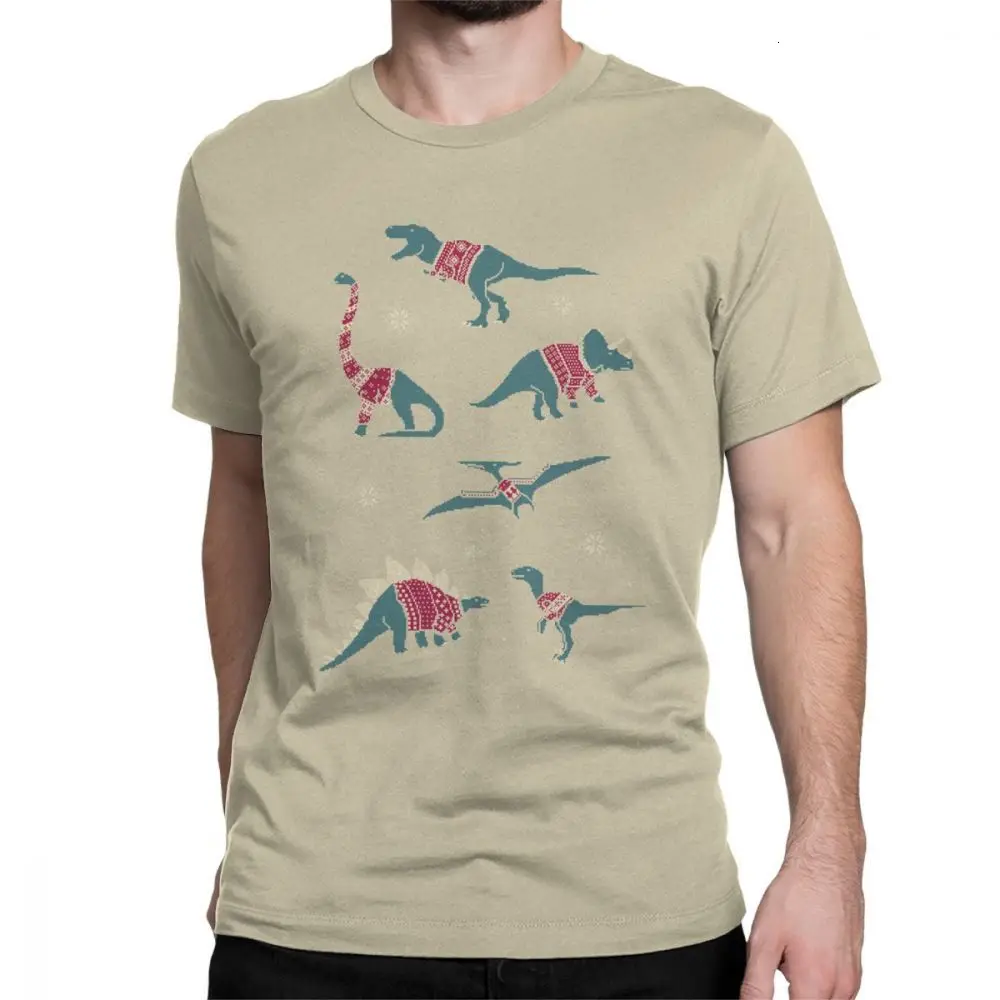 Khaki Свитера one yona Dinos In, Забавные футболки, мужские топы с короткими рукавами, Летние Стильные футболки, Рождественская футболка, динозавры, праздничные - Цвет: Khaki