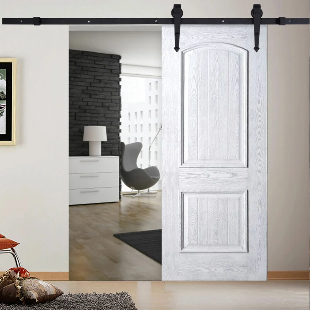 

Carbon Steel Sliding Barn Door Hardware Closet Track Kit Wall Mount Double