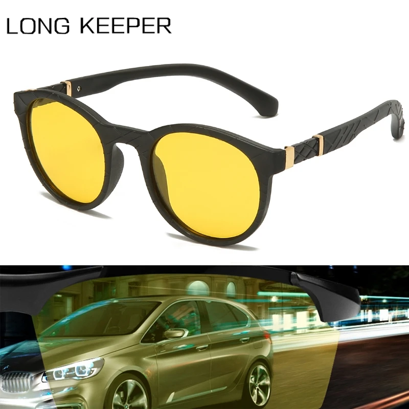 

2020 Brand Polarized Night Vision Sunglasses Men Women Vintage Round Yellow Anti-Glare Car Driving TR90 Sun Glasses Gafas UV400