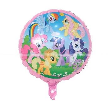 

50pc / lot cartoon baby animal pony 18inch round aluminum foil helium balloon birthday party decorations kids baby shower toy