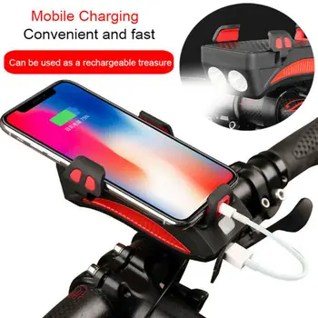 

NEW 4in1 Bike Bicycle Headlight Horn Bell Powerbank With Phone Holder Bicycle Mount Bracket for Mobile Smart Phone