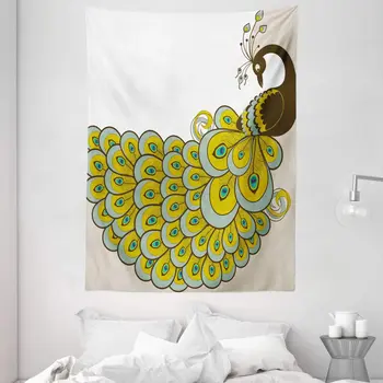

Animal Tapestry Peacock with a Colorful Tail Design Bird of Sophistication Illustration Wall Hanging for Bedroom Living Room