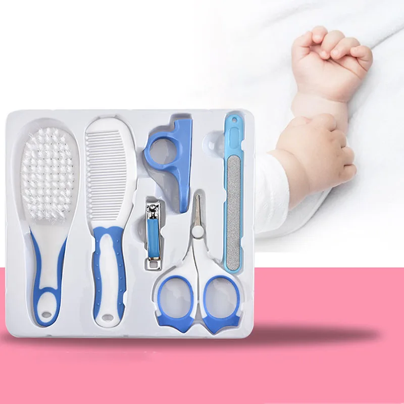 

6Pcs/Set Baby Nail Care Suit Infant Hair Care Kit ABS Nail Trimmer Scissor Tools Hair brush Comb Baby Care Daily Grooming Set
