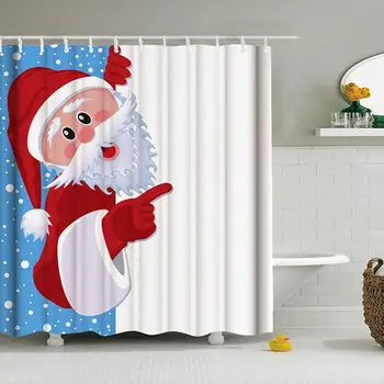 

Santa Claus Illustration of Santa Claus Winter Snow Season Elements Digital Printing Waterproof Bathroom Curtain Decoration Belt