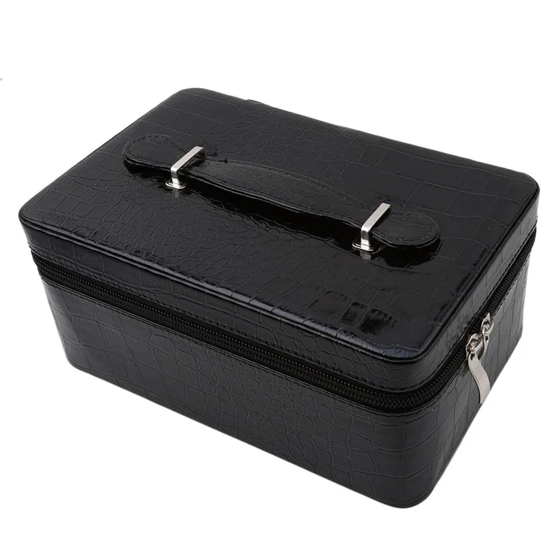 

Shenzhen 84 Bottled jing you he Storage Bag Double Zipper PU Leather with Suitcase Black Purple