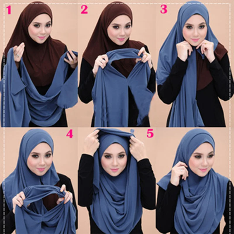 

Muslim Jersey Hijab Scarf Women Double Loop Instant Scarf Femme Musulman Islamic Headscarf Cotton Shawl Wrap Bandana 180*85cm