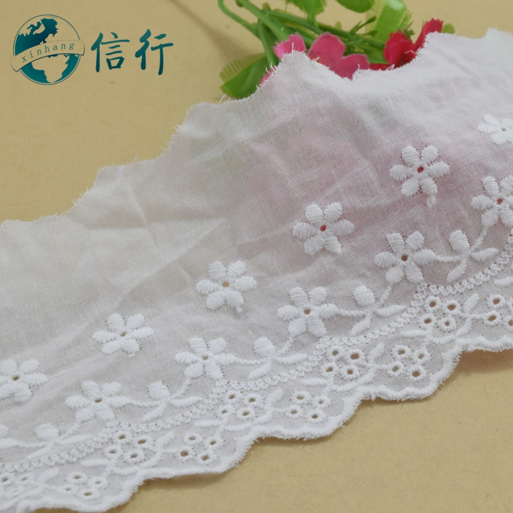 

8cm Wide 100% Cotton Embroid Lace Sewing Ribbon Guipure Trim Wedding Decoration DIY Dolls Colthes Accessories Lace #4153