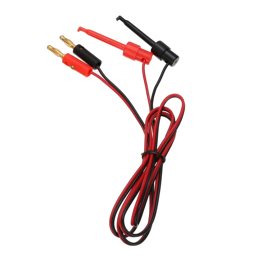 1 Pair Multimeter Tools 4mm Gold Plated Banana Plug to Test Hook Clip Lead Cable 1M(3.3Ft)