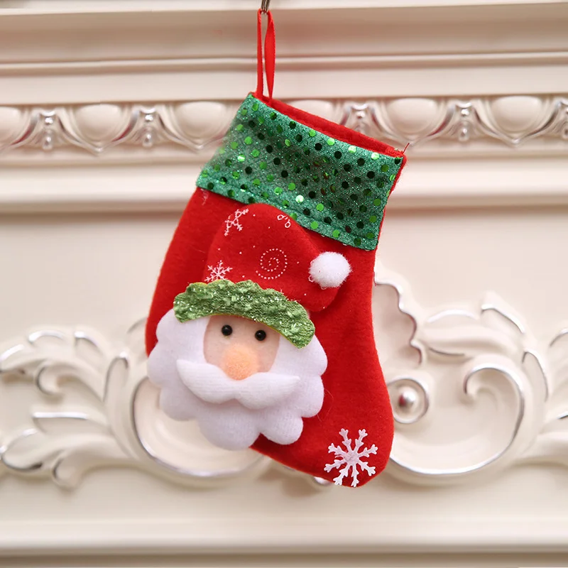 Santa Claus sock Рождественские украшения, рождественский подарок, Санта Клаус, снеговик, дерево, подвесные аксессуары, рождественские украшения для дома - Цвет: Santa Claus sock
