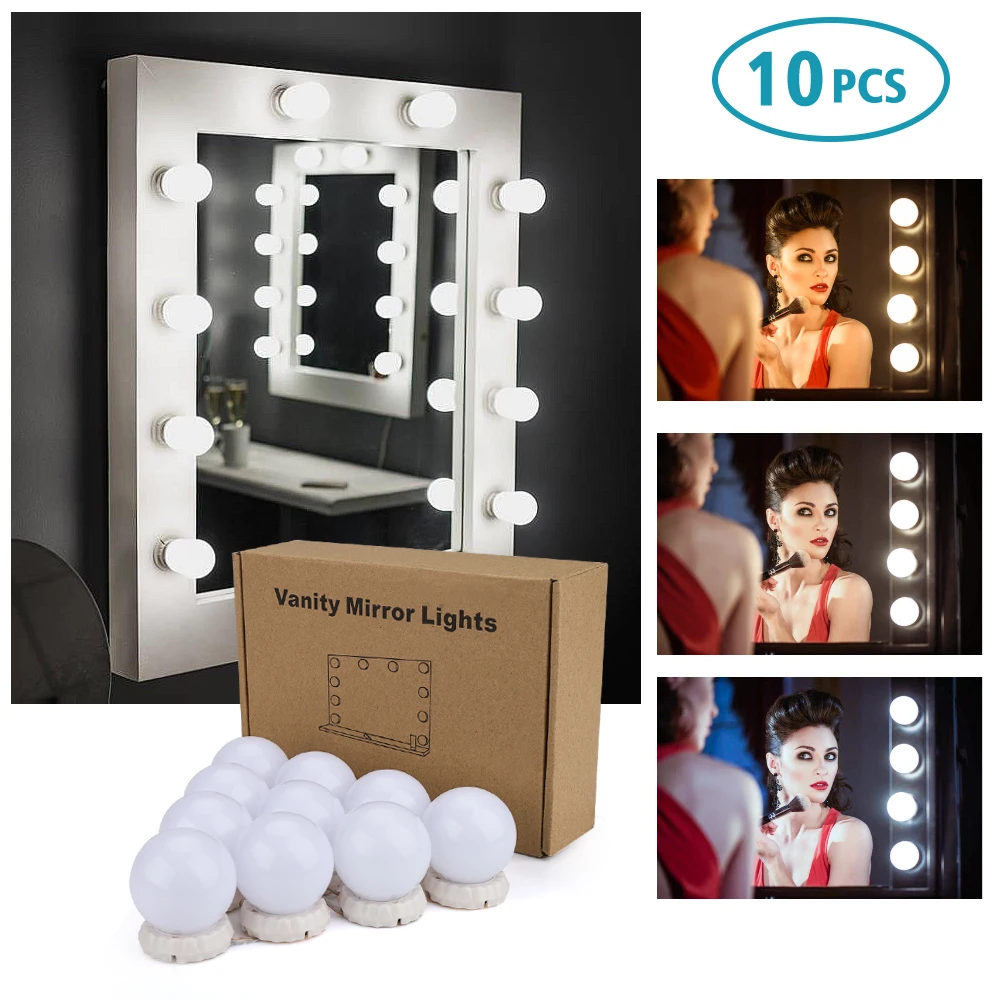 

LED Makeup Mirror Light Bulb 30 Kind of Brightness Hollywood Vanity Light Strip Wall Lamp Desktop Table Dressing Room Bathroom