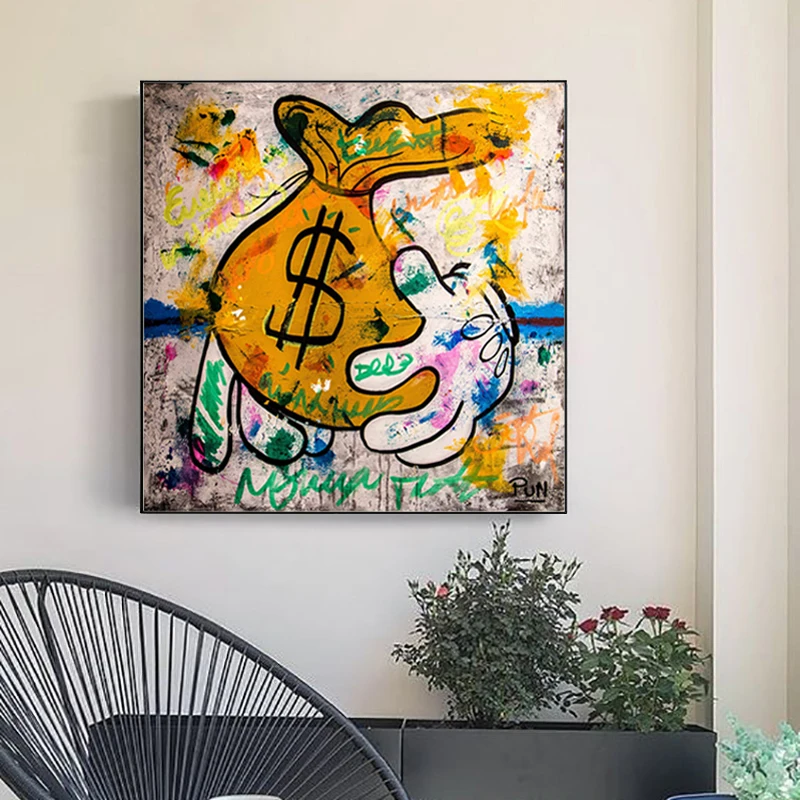 Abstract Wallet Cartoon Hand Art Posters Modern Pictures Street Graffiti  Oil Paintings On Canvas For Living Room Home Wall Decor - Painting &  Calligraphy - AliExpress