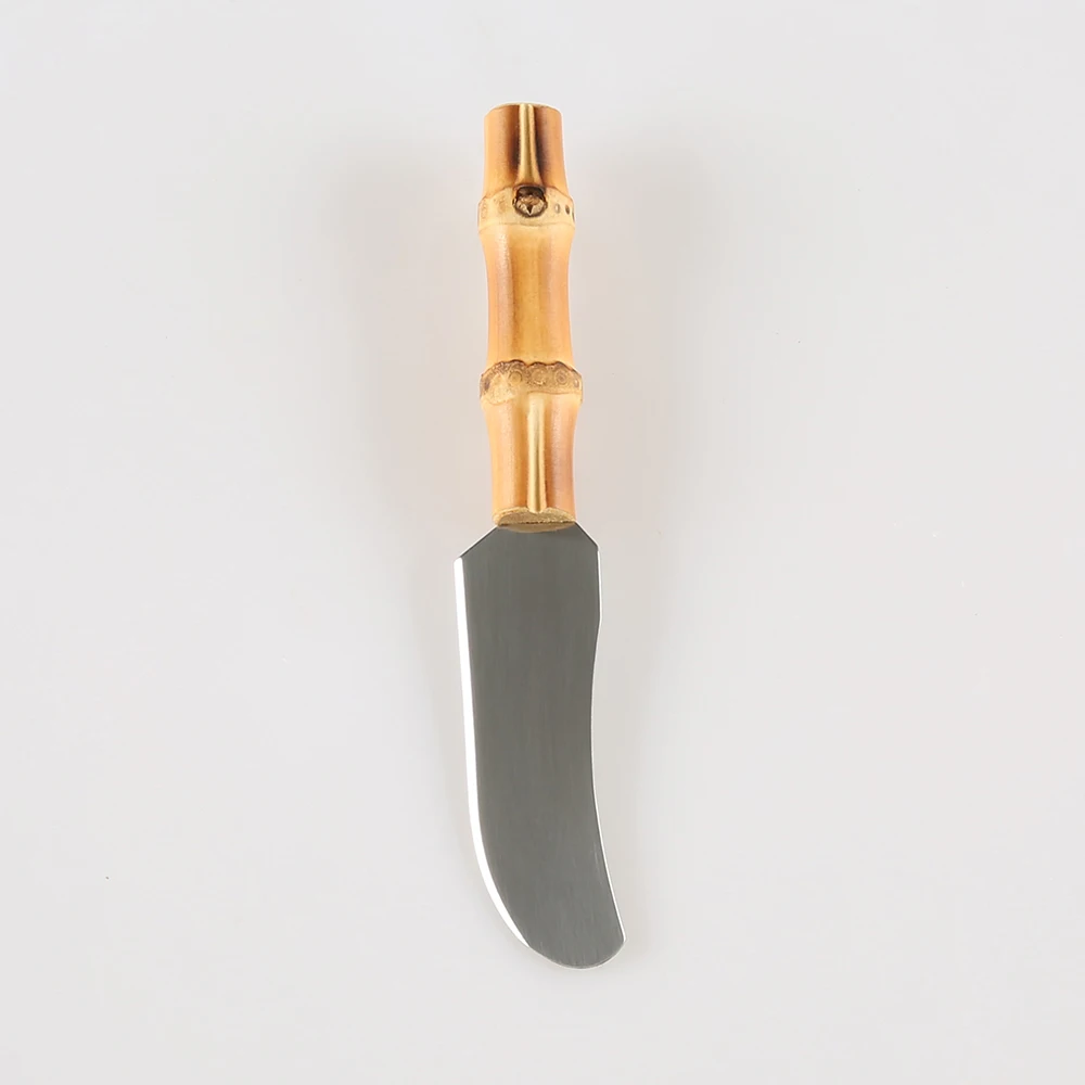 Baking Tool Stainless Steel Wood Bamboo Root Handle Toast Pizza Dessert Cake Bread Mini Small Cream Cheese Butter Spreader Knife