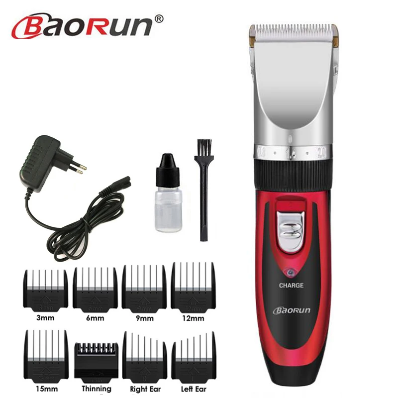 BaoRun Professional Clipper Hair Trimmer Men Electric Cutter Hair Cutting Machine Haircut For Barber Ceramic Blade Nozzles 15mm