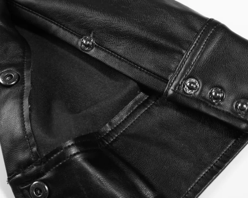 Модные Мужские приталенные рубашки из искусственной кожи, Camisas Hombre, мотоциклетные однобортные топы из искусственной кожи, повседневные рубашки с длинным рукавом