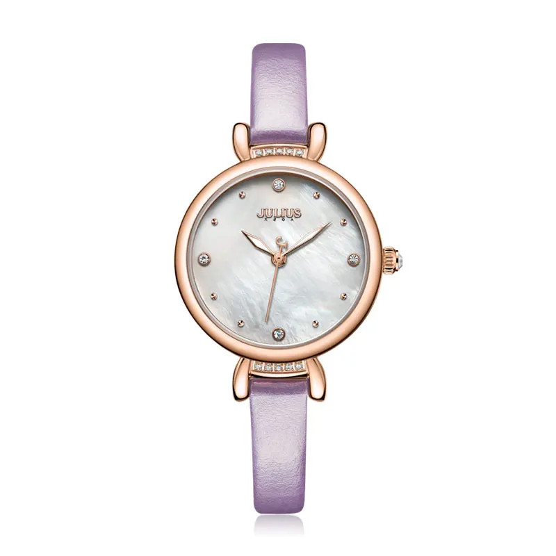 Julius uhr Leder Band Uhr Perle Zifferblatt lusus Geschenk Uhr Für Frauen Mode Quartz Einfachheit Damen tyagliche Uhr JA-1087