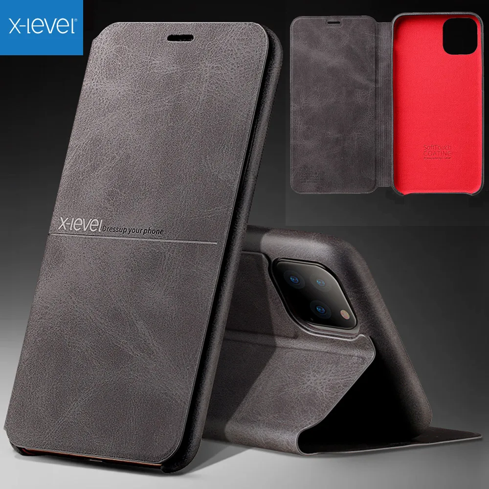 Кожаный чехол книжка X Level для iPhone 11 Pro Max винтажный Ретро Чехол Бумажник