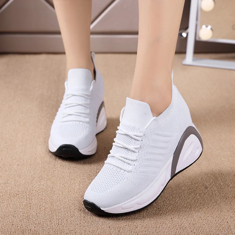 

Women Sneakers 2019 Breathable Wedges Platform Vulcanize Shoes Height Increasing Woman Casual Chunky Shoes Tenis Feminino