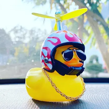 

Lucky duck in the car duck on the steering wheel in the helmet on a bicycle Car Ornament Dashboard Accessories