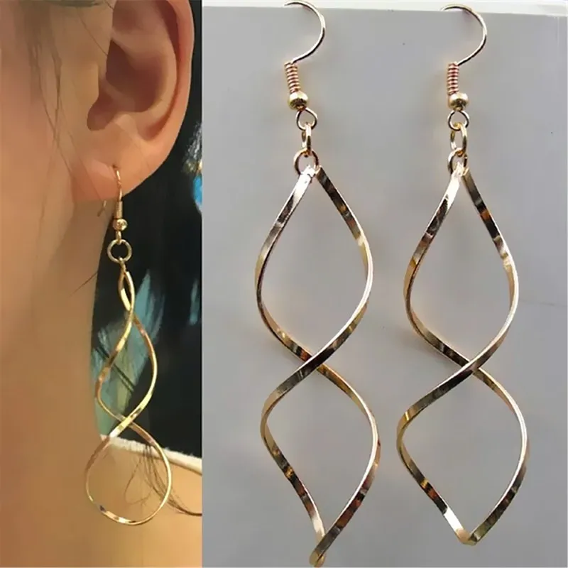 

Simple Spiral Curved Earrings Design Wavy Curve Dangle Earrings 2019 Fashion Metal Statement Long Drop Earring for Women Jewelry