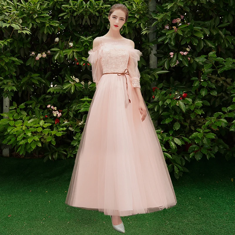 SSYfashion/Новинка; Элегантное Длинное розовое платье подружки невесты; вечерние платья для девочек; Вечерние платья на заказ - Цвет: D1