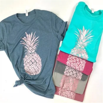 

New Pineapple Shirt T Shirt Women Harajuku Kawaii Short Sleeve T-shirt Vogue 90s Korean Style Tshirt Fashion Top Tees Female