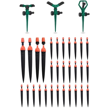 

3 Pcs Automatic 360° Rotating Lawn Sprinkler Adjustable & 30Pcs Micro-Spray Adjustable Flow Irrigation Drippers