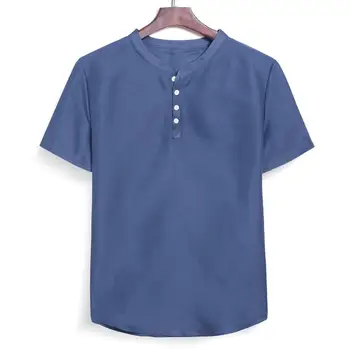 

Fashion Men's shirts camisa Casual Short Sleeve shirt men Baggy Cotton Blend Solid Color Male Blouse Tops camisa masculiCC02-P15