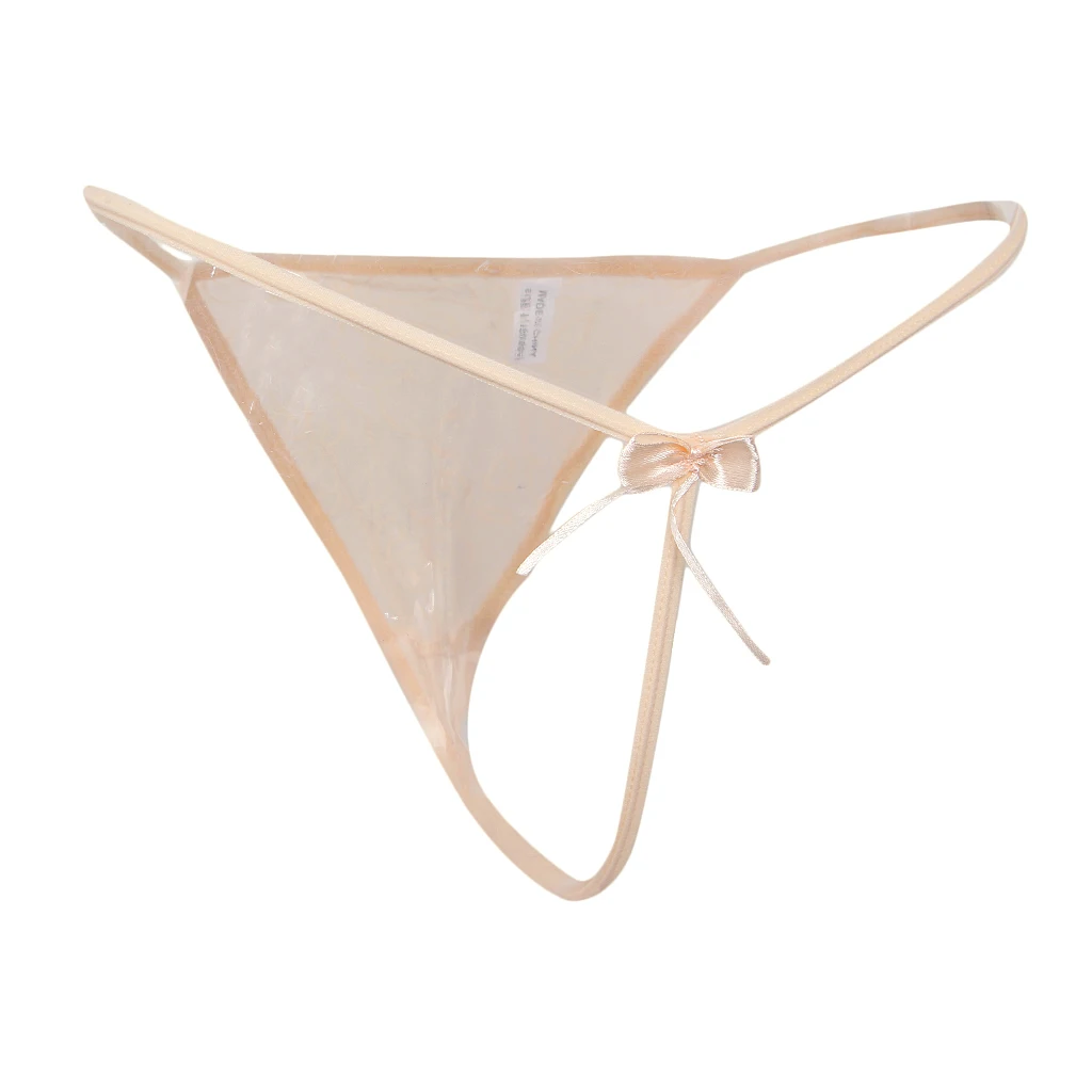 Women's Soft Breathable Cotton Sexy Thongs Briefs See Through Panties Underwear G-String Low-Rise Bow Lingerie
