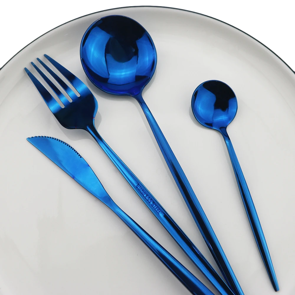 Elegant And Noble Blue Cutlery Set Tableware Set 304 Stainless Steel Knife Fork Spoon Dinnerware Set Silverware Set Flatware Set|Juegos de vajilla| - AliExpress