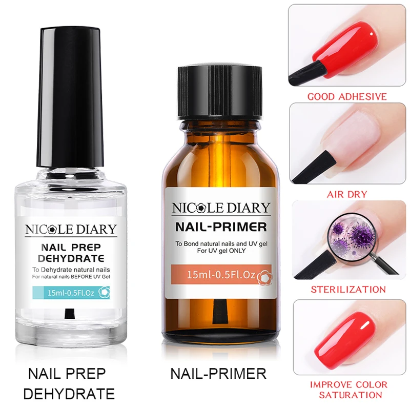 NICOLE DIAYR 15ML Nail Primers Nail Prepdehydrate For UV Gel Matt Top