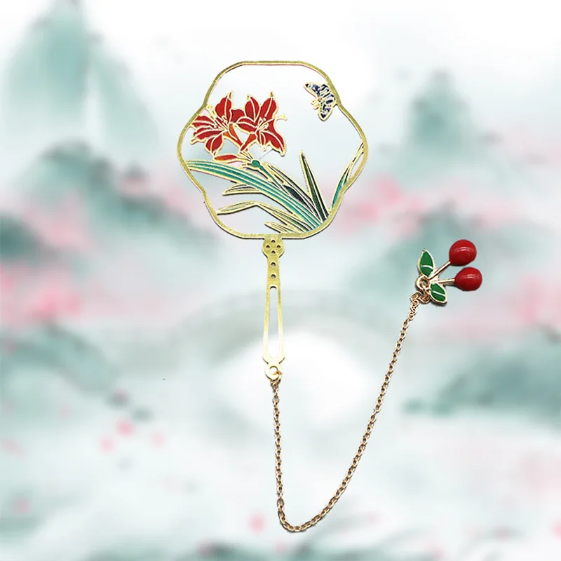Metal Bookmark Chinese Style Color Brass Tassel Retro Book Mark metal bookmark bookmarks stationery supplies For Teachers Gift Student Supplies Gift Office School Stationery