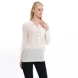 2019 блузка рубашка женские топы женские Однотонные блузки одежда карман 2019 корейская модная одежда