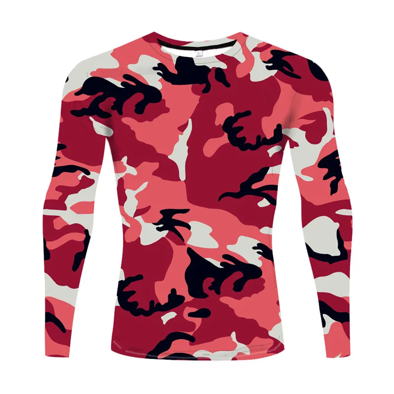 

Camouflage Tactical Uniform Outdoor Disguise Men T-Shirt Sports Hunting Tight Tops Training Jungle Round Neck Tee Undershirt