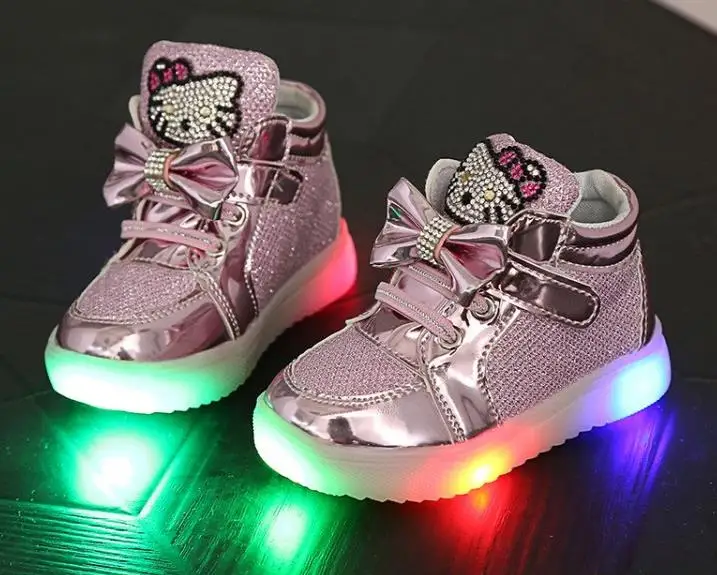HH/детская обувь; светильник; модные детские светящиеся кроссовки; обувь для маленьких мальчиков и девочек; парусиновая обувь на плоской подошве с крыльями; Весенняя детская обувь; светильник - Цвет: pink