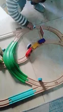 Juego de vías de tren de madera, puente de madera, accesorios de carreras, apto para juguetes educativos de Thomas