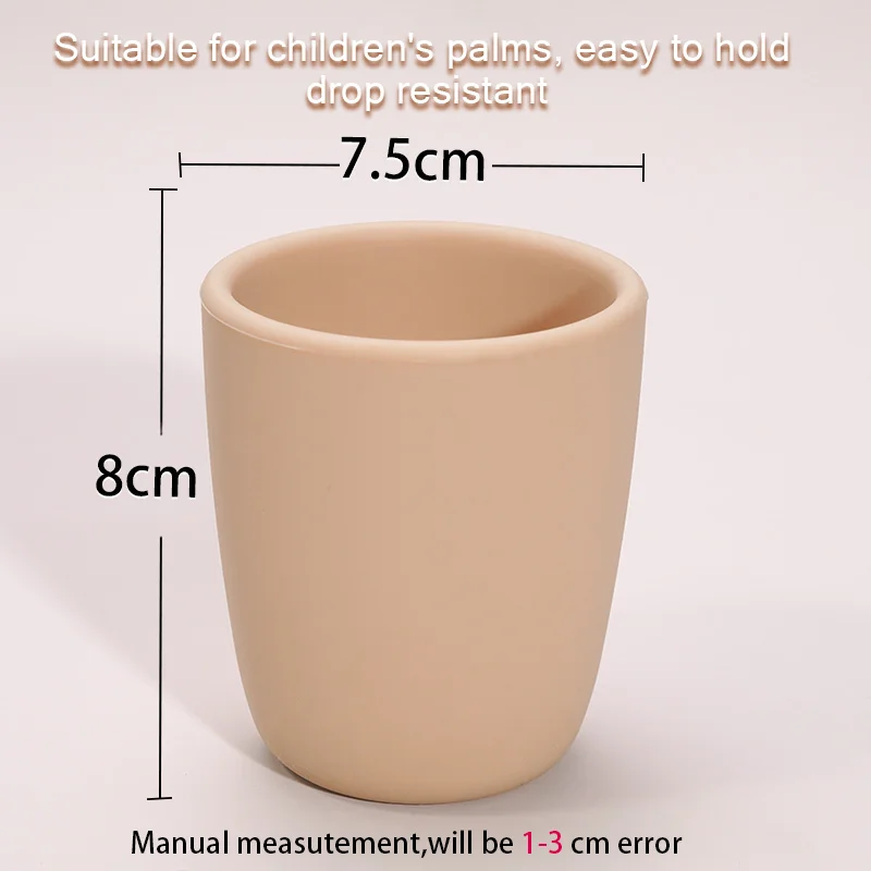 Portable Pure Color Baby Snack Cup Anti Scalding Food Grade Silicone Water Cup Learn To Drink Cup For Children 6