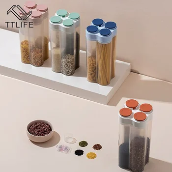 

Hot Crisper Grains Food Storage Tank Sealed Box Household Food Containers for Dry Cereals Measure Cups Kitchen Tool Containers