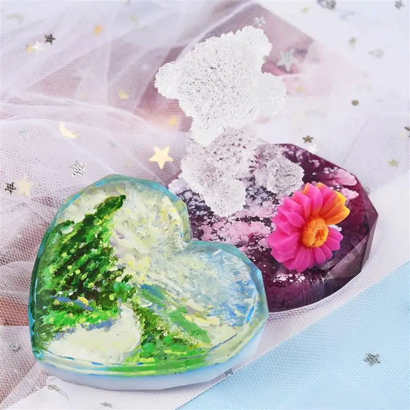 Fdit Moule époxy 2 Pièces En Résine Moules En Silicone De Conception Perforée Réutilisable