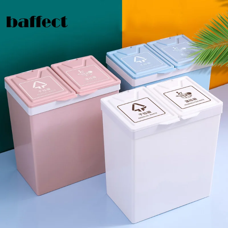 

Baffect Classified Trash Can Kitchen Trash Bin Bedroom Residual Waste Household Food Waste Rubbish Storage Double Bucket