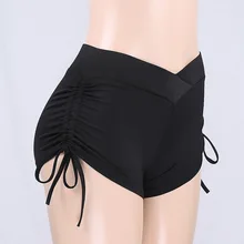 Обтягивающие леггинсы, одноцветные, со складками, спортивные штаны для йоги, шорты для женщин