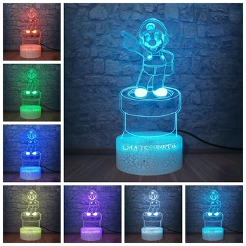 

3D Mario Night Light Touch Switch Table Desk Optical Illusion Lamp 7 Color Changing Light Child Baby Sleep Bedside Decor Kid Toy