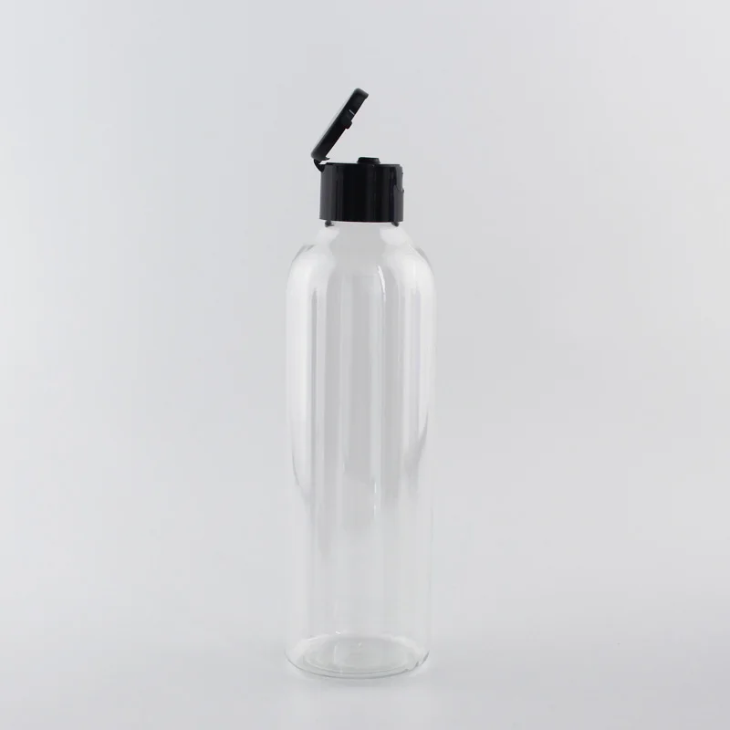 Clear Bottle Black Тонко обработанный Пластик контейнеры тюбики для мужчин для косметики 250 мл ПЭТ шампунь-гель для душа для лица Бутылочки для крема 12 шт./лот - Цвет: Clear Bottle Black